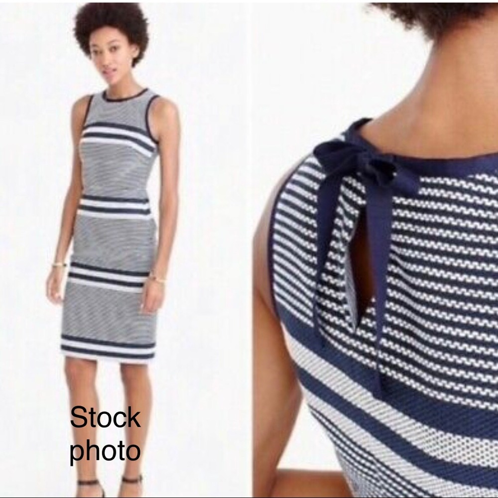 J CREW NAVY / CREAM TWEED SHIFT DRESS